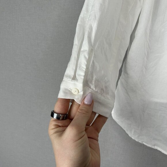 Maeve Anthro Womens Top Extra Small White Button Front Shirt Knot Tie Blouse - Picture 9 of 14